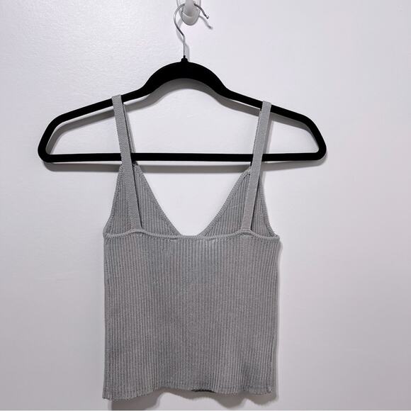 ZARA Sleeveless Ribbed Knit Corset Top Size M in Gray NWT - Picture 8 of 13